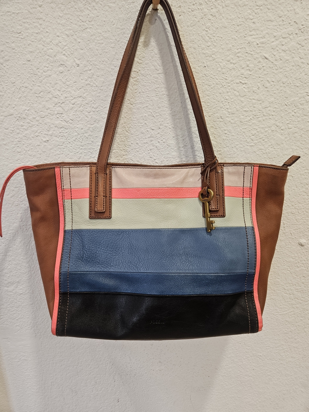 Fossil Emma Tote in Bright Stripe Leather (Model ZB7129895)